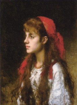 A Russian Beauty girl portrait Alexei Harlamov Oil Paintings